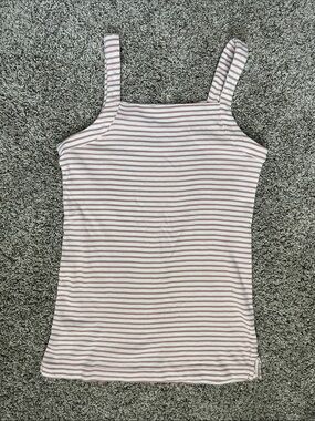 Striped Square-Neck LOFT Cotton Tank Top